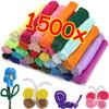 1500-100 шт. Разноцветные синельные палочки для рукоделия, пушистые палочки, скручивающиеся палочки для детей, поделки, декор