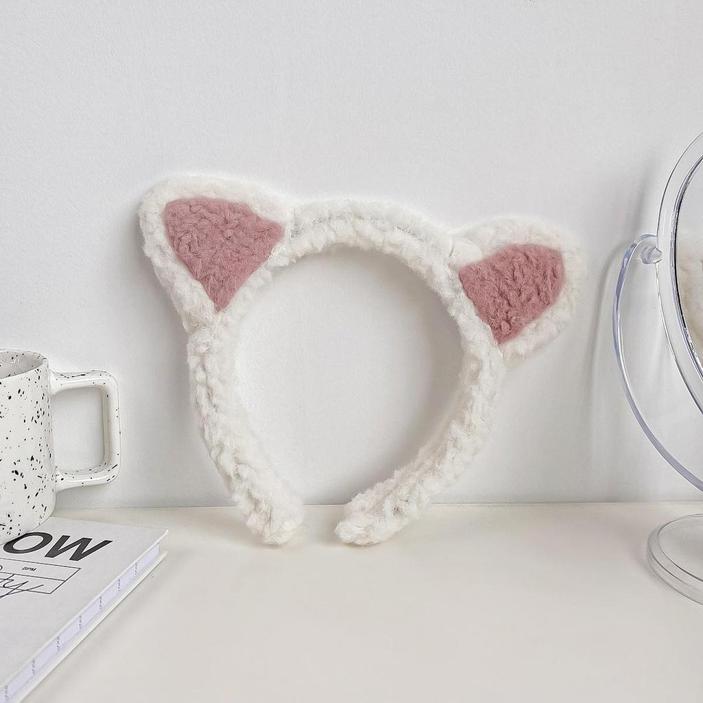 Autumn/Winter Plush Cartoon Heart Headband for Face Washing - Sweet Girly Hair Accessory
