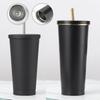 500/750ml Coffee Cup 304 Stainless Steel Double -layer Thermal Mug Cooling Drinks Straw Cup Portable Coffee Tea Mug Water Bottle