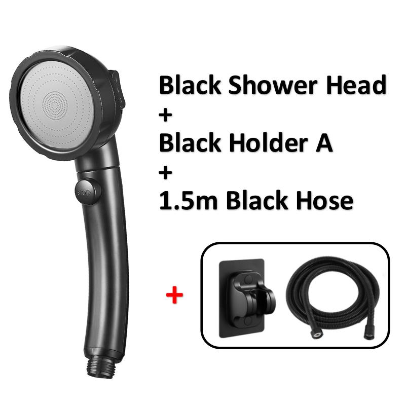 3 Modes Pressurized Shower Head Sliver High Pressure Rainfall  Bathroom Handheld Showerhead Set with Hose and Holder Accessories