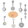 7Pcs /Set Stainless Steel Crystal Belly Button Rings Navel Body Jewelry Piercing