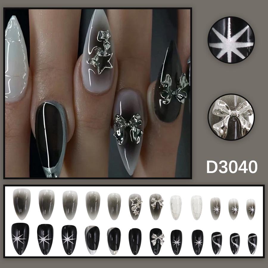 Dark Style Star Bow Detachable Nail Art Stickers - Sweet & Cool Design