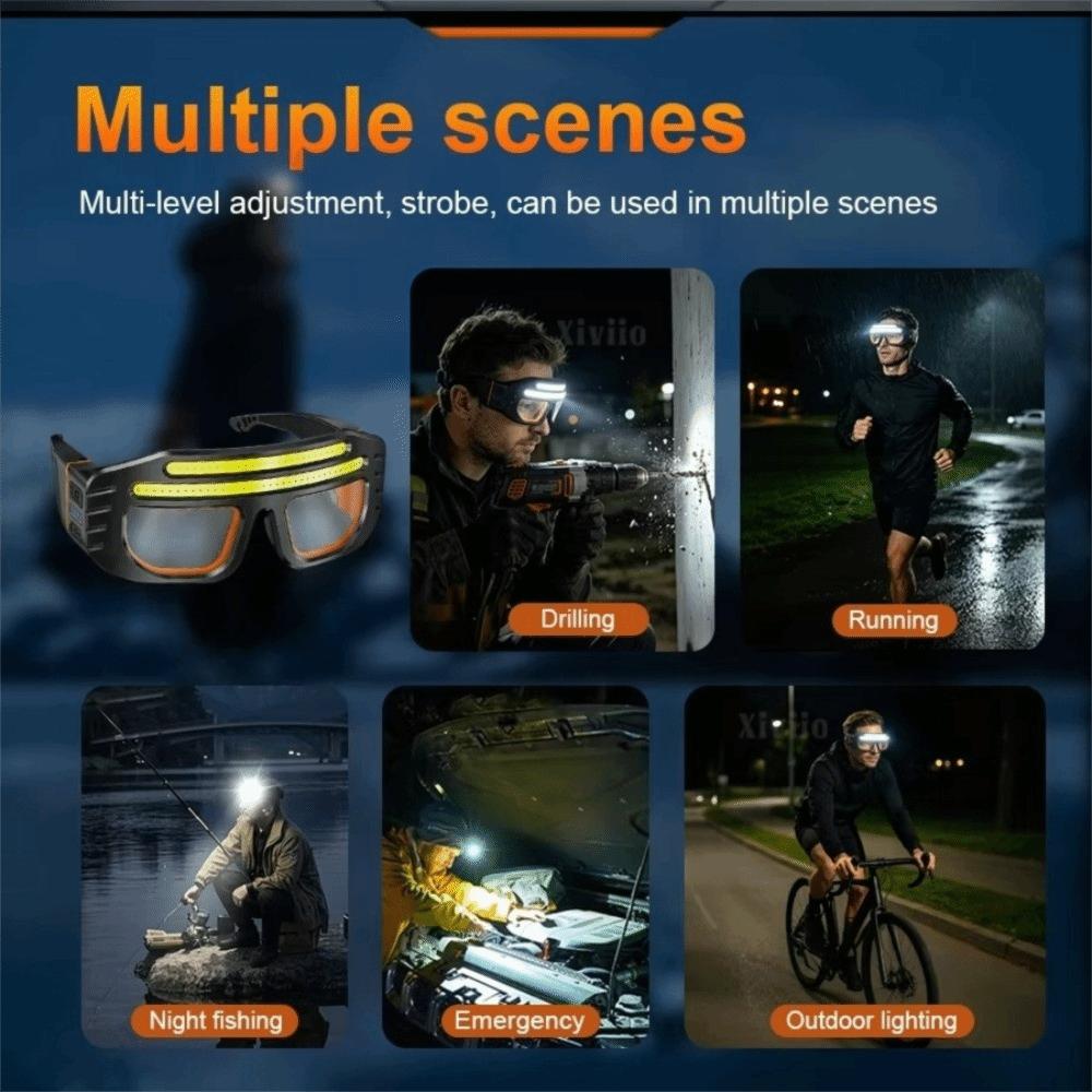 Motion Sensor Wearable LED Headlight Touch Control Glasses Headlamp Night Fishing