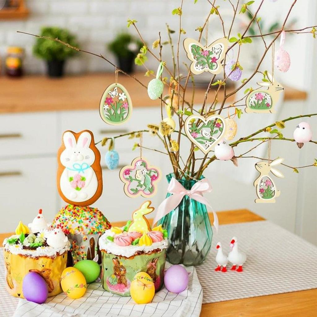 Easter Ornaments For Tree Spring Tree Decor Party Supplies Spring Easter Wooden Ornaments For Indoor Outdoor Home Farmhouse