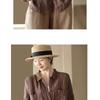 Chemise Polo Manches Longues Vintage en Coton et Lin pour Femme Blouse Décontractée