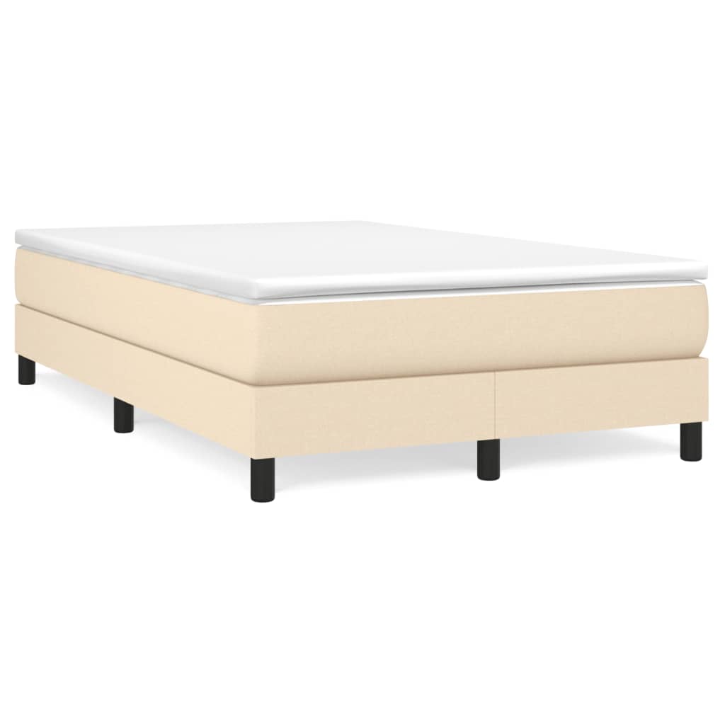 Box Spring Bed Frame Cream 120 X 200 Cm Fabric