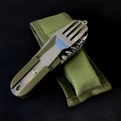 Vaisselle d'extérieur multifonctionnelle 7 en 1, fourchette pliable en acier inoxydable, cuillère couteau pique-nique Camping randonnée voyage vaisselle