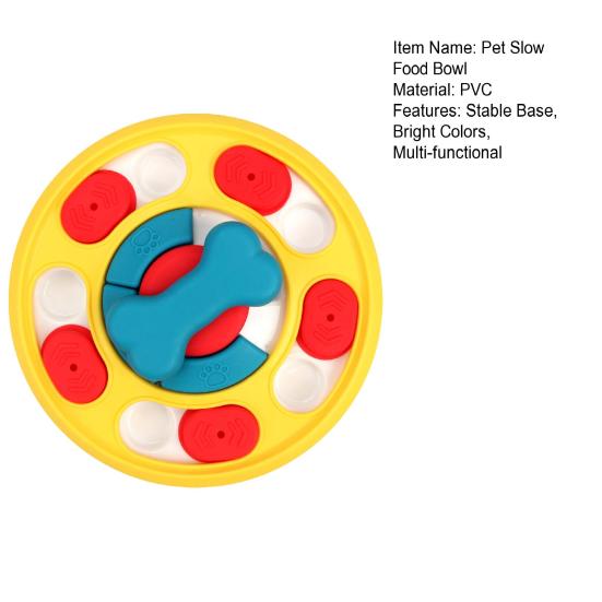 Pet Slow Food Bowl Stable Base Rounded Corners Bright Colors Pet Slow Feeder