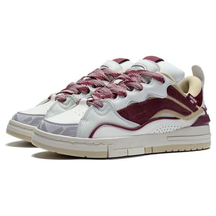 Li Ning Golden Langlebig Atmungsaktiv Low Top Skateschuhe Damen Skateschuhe Weiß Rot AECS074-6