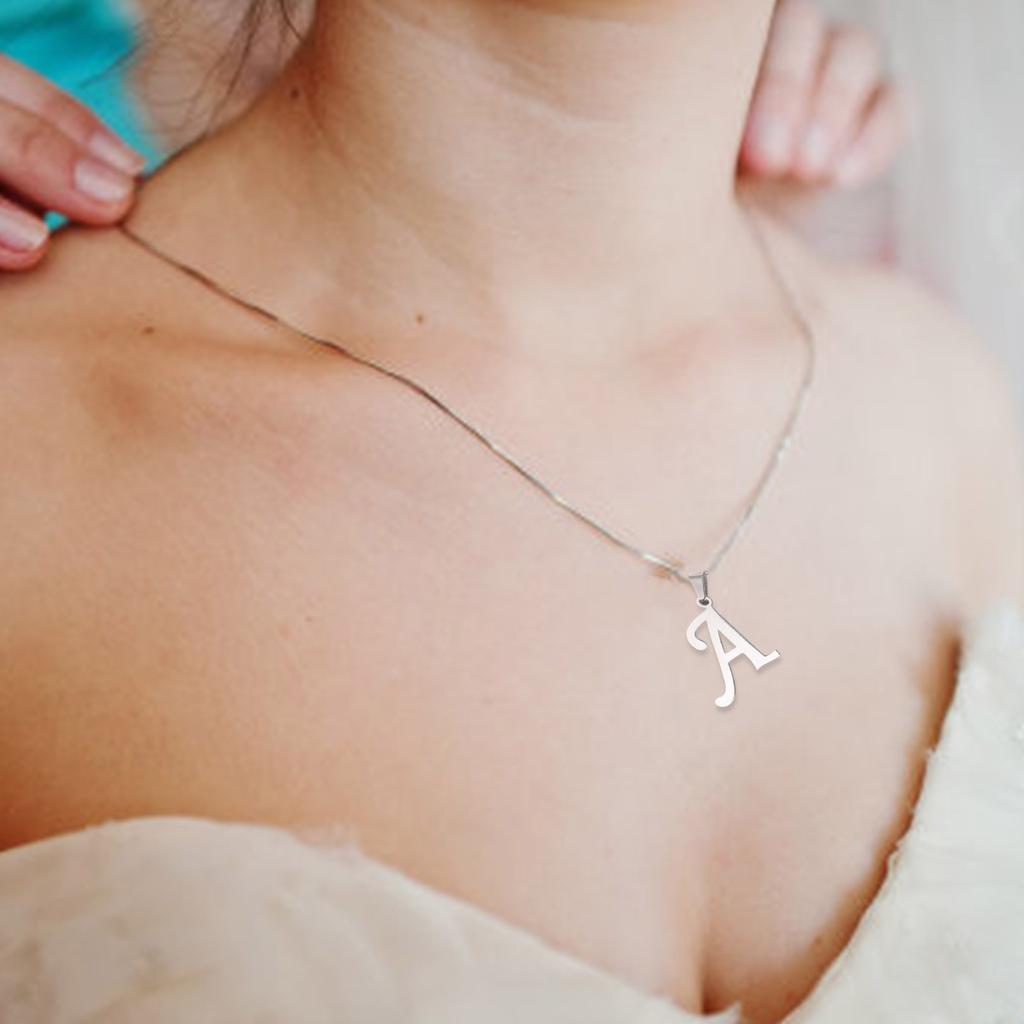 Stainless Steel Letter Pendant Necklace Unisex Jewelry Set Letter Earrings Party Accessory Present for Fashion Lover