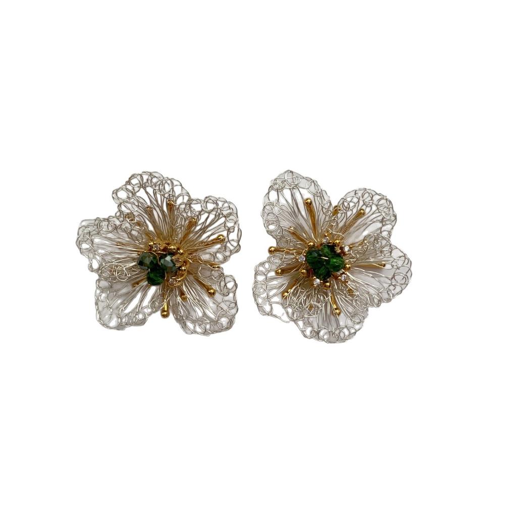 Simple And Sweet Handmade Art Flower Stud Earrings Temperament Elegant French Niche Design Exquisite Earrings Beautiful Earrings