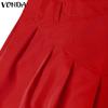 VONDA Faldas Midi de Cintura con Cremallera y Plisados para Mujer, Vestido Largo de Oficina