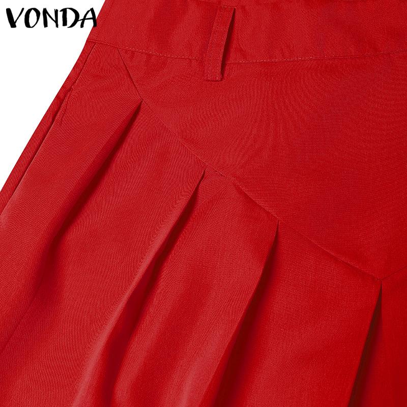 VONDA Faldas Midi de Cintura con Cremallera y Plisados para Mujer, Vestido Largo de Oficina