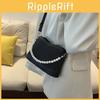 Trendy Black And Beige Pearl Chain Small Bag For Women Stylish Crossbody Purse For 2024 Spring Summer Fashion