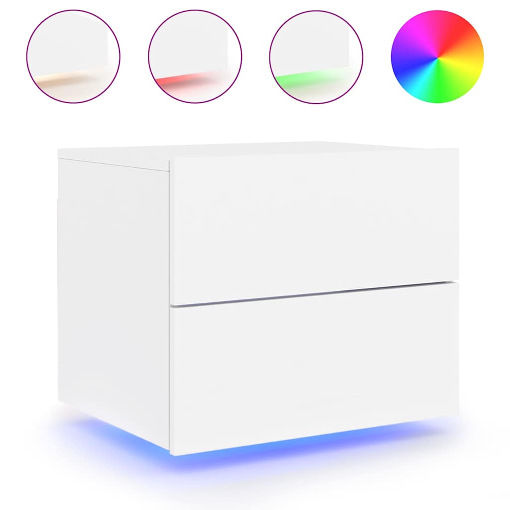 Vidaxl Comodino Sospeso con Illuminazione a LED, Bianco
