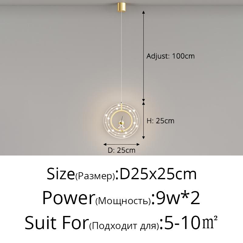 Led Children's Room Bedside Pendant Light Body Creative Cartoon Astronaut Bedroom Chandelier Home Indoor Decor Lighting Fixtures