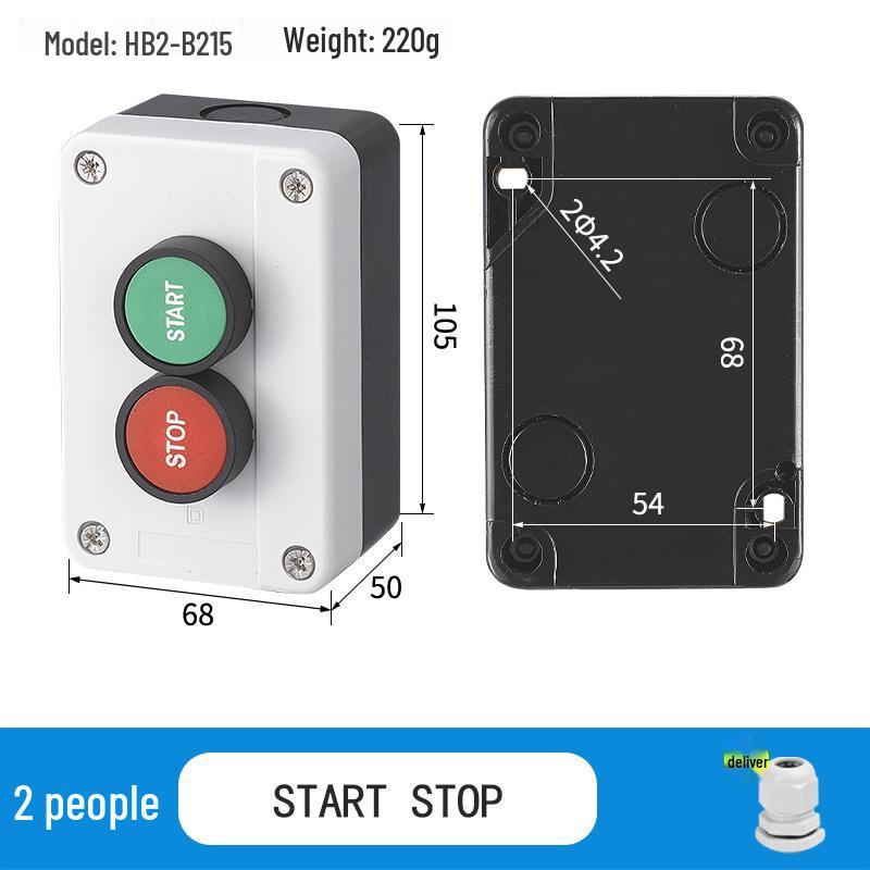 Waterproof 22mm Emergency Stop/Start Button Switch Box with Self-Locking & Resetting Indicator Light