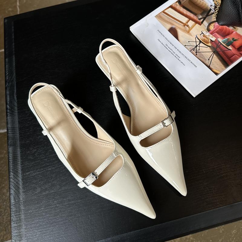 

Fashion SUOJIALUN Spring New Women Pointed Toe Sandal Shoes Fashion Shallow Slip On Ladies Elegant Slingback Shoes Thin Low Heel Pumps 35 бежевый