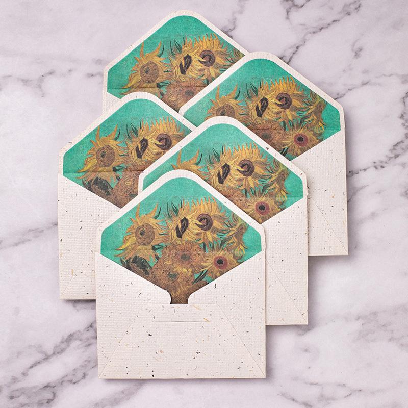 10ks/lot 10X7,5CM Vintage obálky Klasická olejomalba Vincenta van Gogha a rostlinné umělecké obálky na dopisy, svatební pozvánky