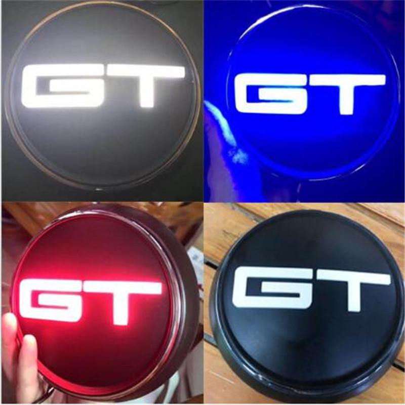 

1pc New Car Styling 3 Colour LED Light Red Blue Black GT Body Rear Trunk Badge Emblem Sticker 15-21