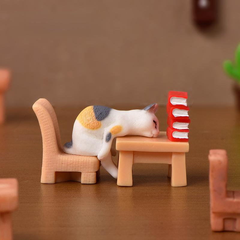 1pc Resin Cats Ornament Kitten Figurine Animal Miniature Fairy Garden Doll House Decoration DIY Micro Landscape Home Decor