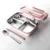 304 Edelstahl-Lunchbox mit Fächern, Tragbare Bento-Box mit Besteck für Schüler & Berufstätige