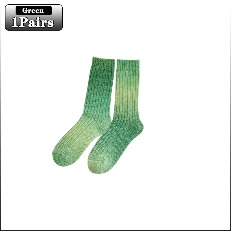 Gradient Colour Wool Socks Autumn and Winter Thickened Mid-calf Socks Warm Rainbow Coloured Stacked Socks Warm Floor Socks