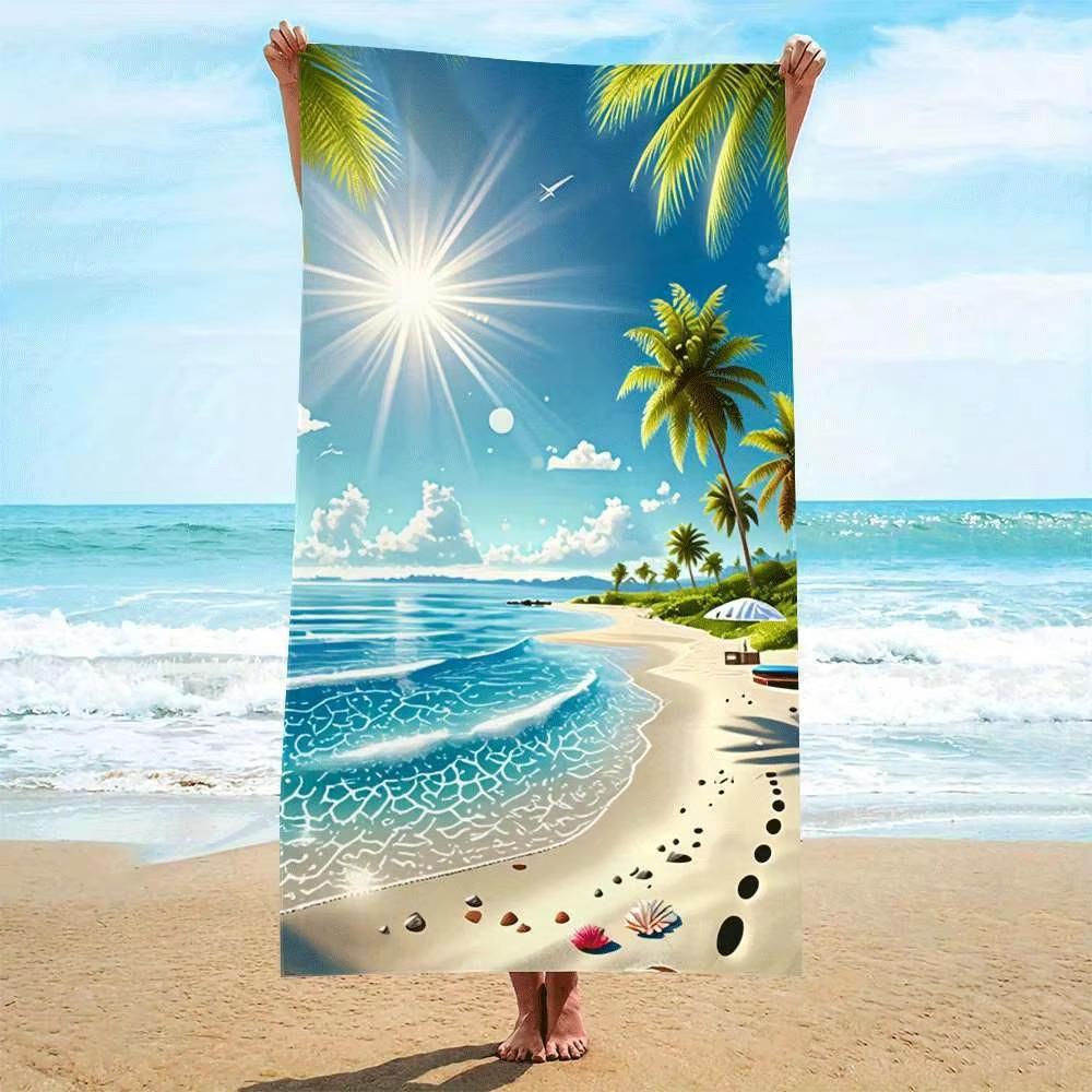 Tropical Palm Sunset Design Pattern Printed Beach Towel Microfiber Towel Thin Quick Dry Absorbent for Beach Swimming Sports