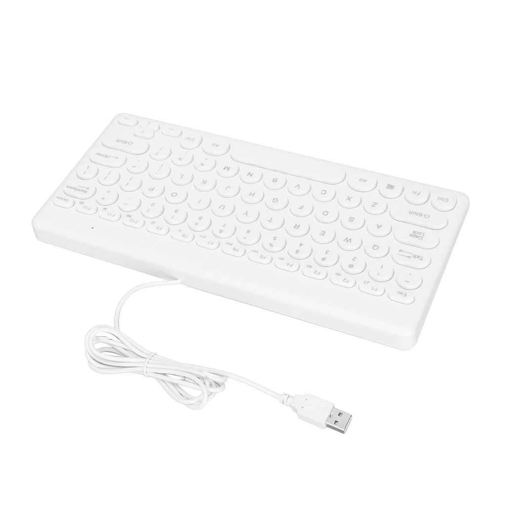 USB Keyboard Wired 78 Keys Ergonomic Design Power Saving Round Keycaps Wear Resistant Durable Stable Small KeyboardWhite