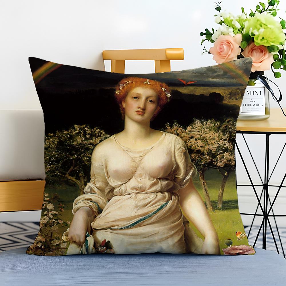Elegant Classic European Fun Figures Painting Cushion Cover Washable Linen Pillowcase Soft for Sofa Bed Cozy Home Room Decor