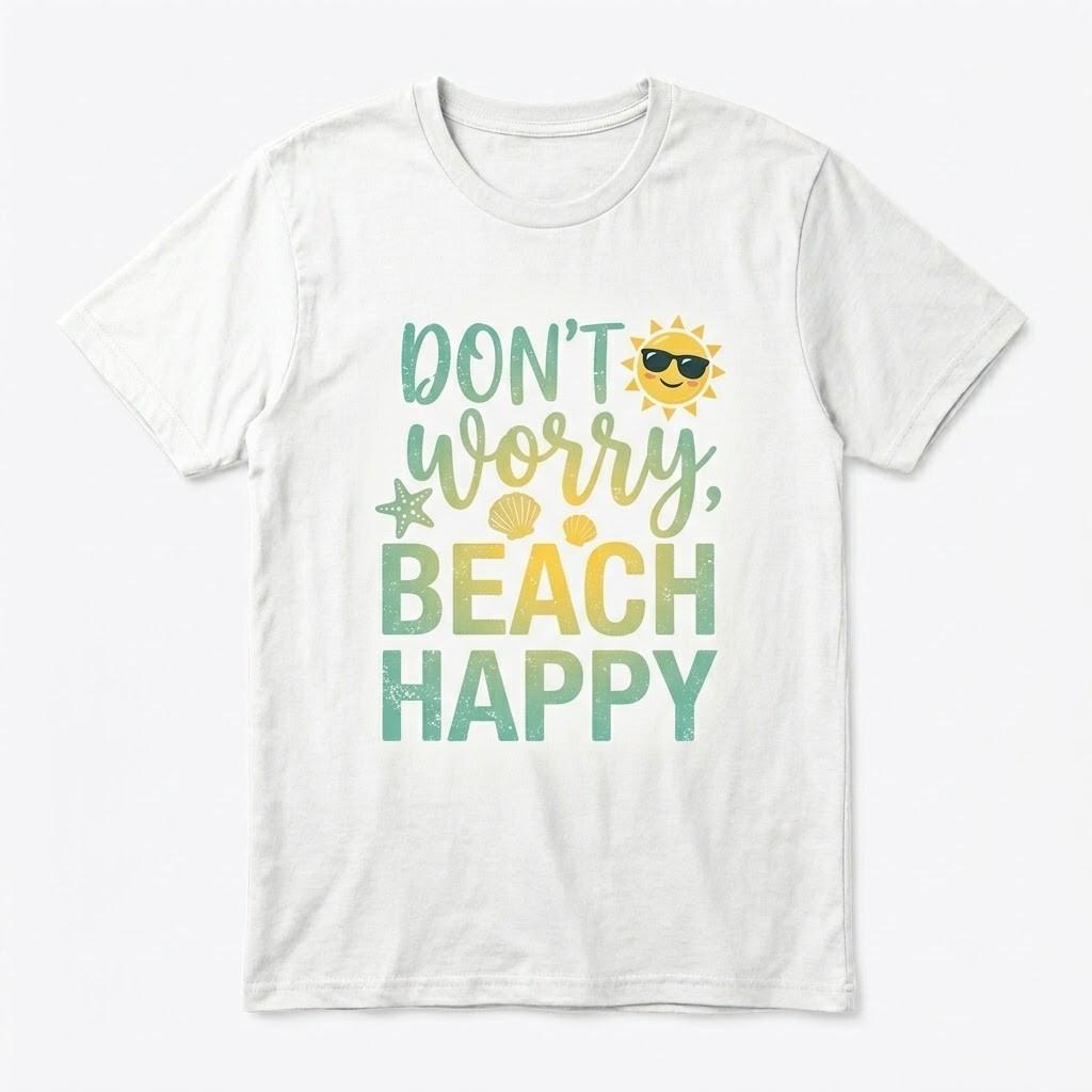 Don t Worry Beach Happy T-Shirt Summer Vacation Vibes Coastal Tee XL