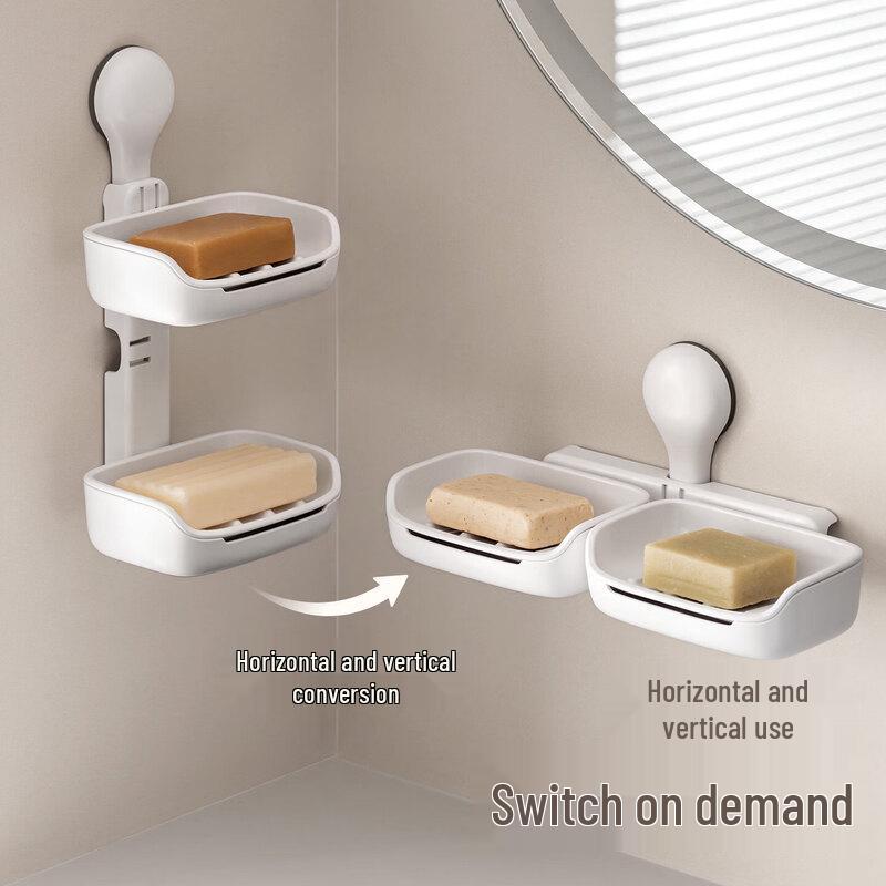 LIEI No-Drill Double-Layer Suction Cup Soap Dish