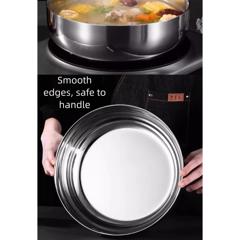 1PC Thickened Stainless Steel 30cm Mixing Bowl Washbasin Stainless Steel For Soup Pot, And Salad Basin Heat-Resistant Base