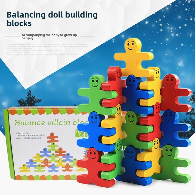 Wooden Childrens Moon Balance Beam Game With Stacking Blocks For Early Learning
