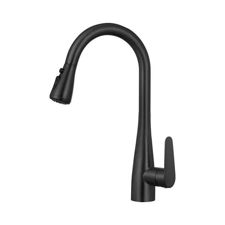 Black Kitchen Faucet Flexible Pull Out 2 Modes Nozzle Hot Cold Water Mixer Tap Deck Mounted Sprayer and Stream SUS 304 Faucets