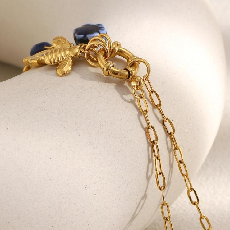 Elegante Bienen Anhänger Halskette Edelstahl Schmuck Französischer Stil Sonnen Anhänger Kette Vielseitig Büro Soziale Anlässe Geschenk Damen