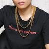 Men's Hip Hop Thick Gold, Black, and Silver Stainless Steel Titanium Chain Necklace