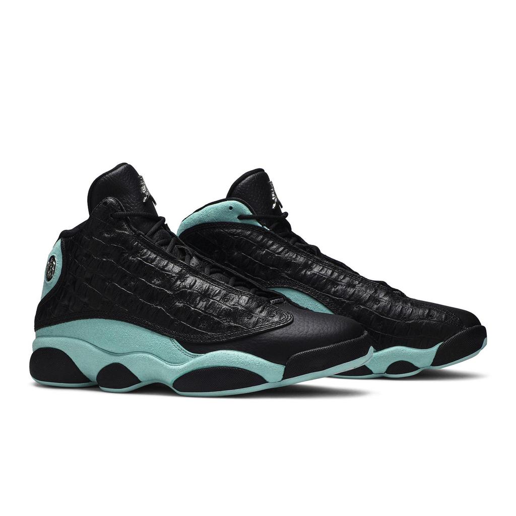 Air Jordan 13 Retro 'Island Green' (Unisex) Black / Island Green / Metallic Silver Vintage Basketball Shoes 414571 030