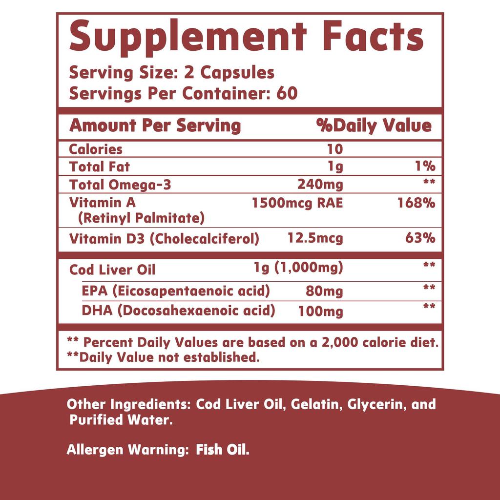 GREVIP Cod Liver Oil Capsules - Heart, Brain, Joint Health, and Immune System Health