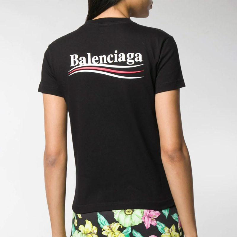 Balenciaga Women's Political Campaign Small Fit T Shirt Black 612964TIV521070