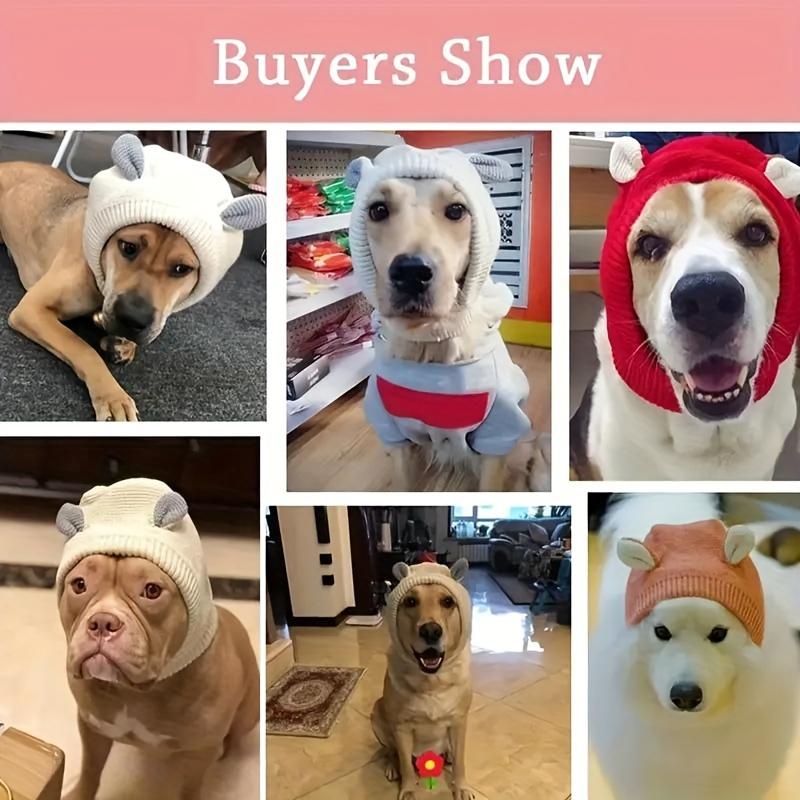 [Noise Protection Dog Hat] Warm Noise Protection Knitted Dog Hat, Quiet Dog Ears | Orange, Suitable for Medium To Large Pets, Winter Cap for Dogs