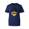 Black Cat Graphic TShirt Kitten Eating RaUnisex Noodles Anime Unisex Gift TTop