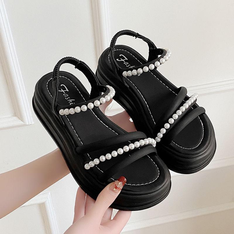 Roman Style Women's Sandals Pearl Platform Casual Ladies Shoes Sales Luxury Summer Pvc 2025 Korea On Sale Trend Offers Footwear