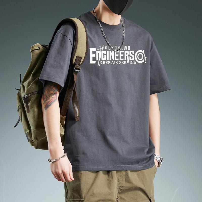 

American Pure Cotton 200g Heavyweight T-shirt for Men European American Trendy Brand Street Hip-hop Short Sleeved Oversized High Street T-shirt 3XL