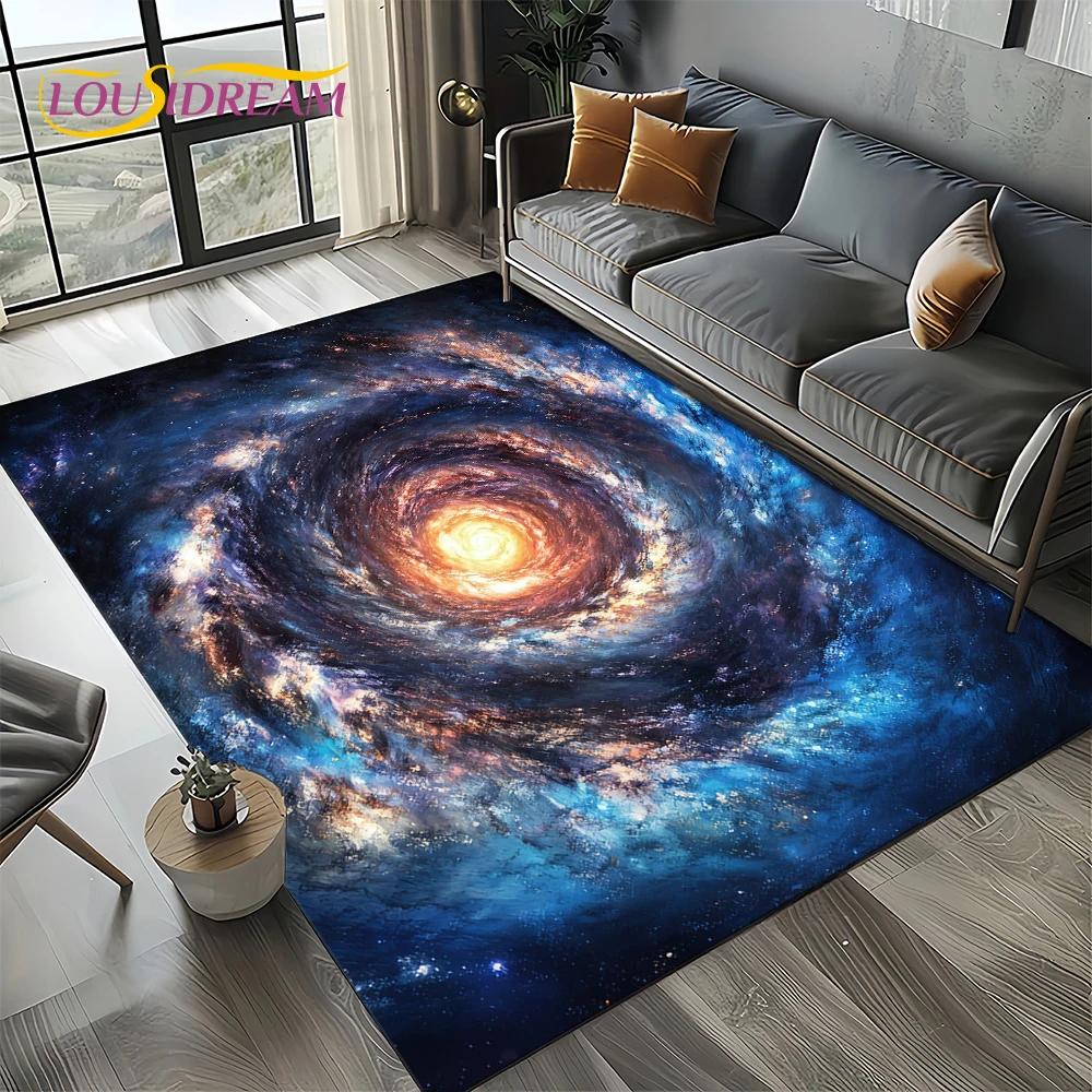 Universe Space Stars Black Hole Galaxy Earth Milky Way Carpet Rug for Living Room Bedroom Sofa Decoration,Non-slip Floor Mat