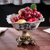 Klassiskt Blommönster Fruktskål Förvaringsbrickor Snacks Desserttallrik Högfotad Fruktfat Soffbord Hushållsfruktbricka