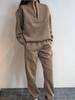 2025 European Autumn/Winter Fashion Zipper Lapel Solid Color Casual Two-Piece Set