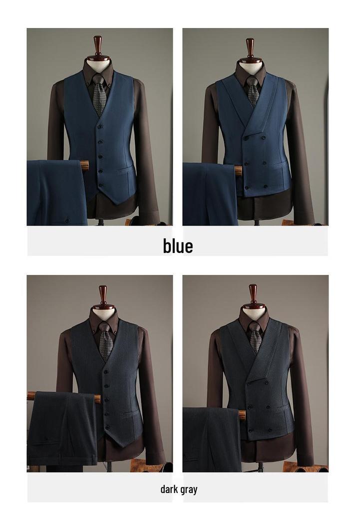 Plus Size Men's Striped Business Casual Wedding & Formal Suit Set