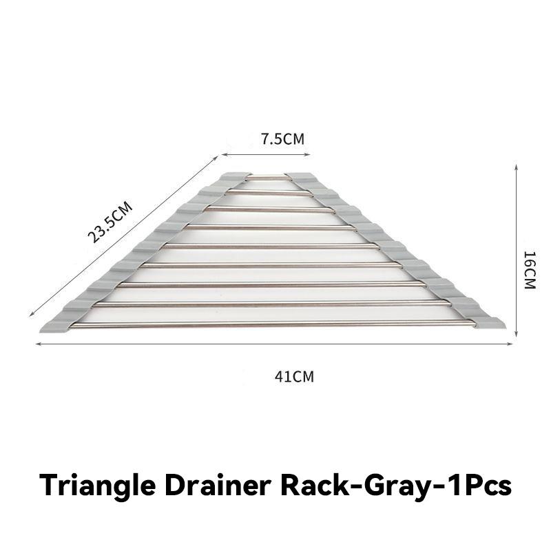 

Kitchen Sink Water Filter Rack Foldable Triangular Sink Storage Rack Drain Rack Stainless Steel Storage For Bowls And Chopsticks
