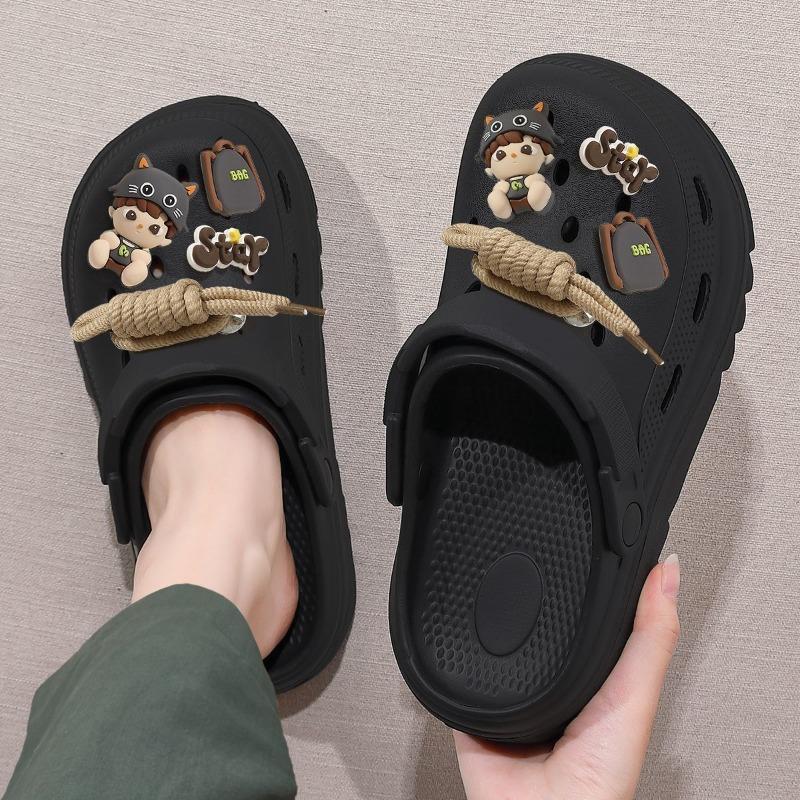 thick-soled hole shoes men's and women's summer outer wear seaside beach non-slip bag head cool slippers men
